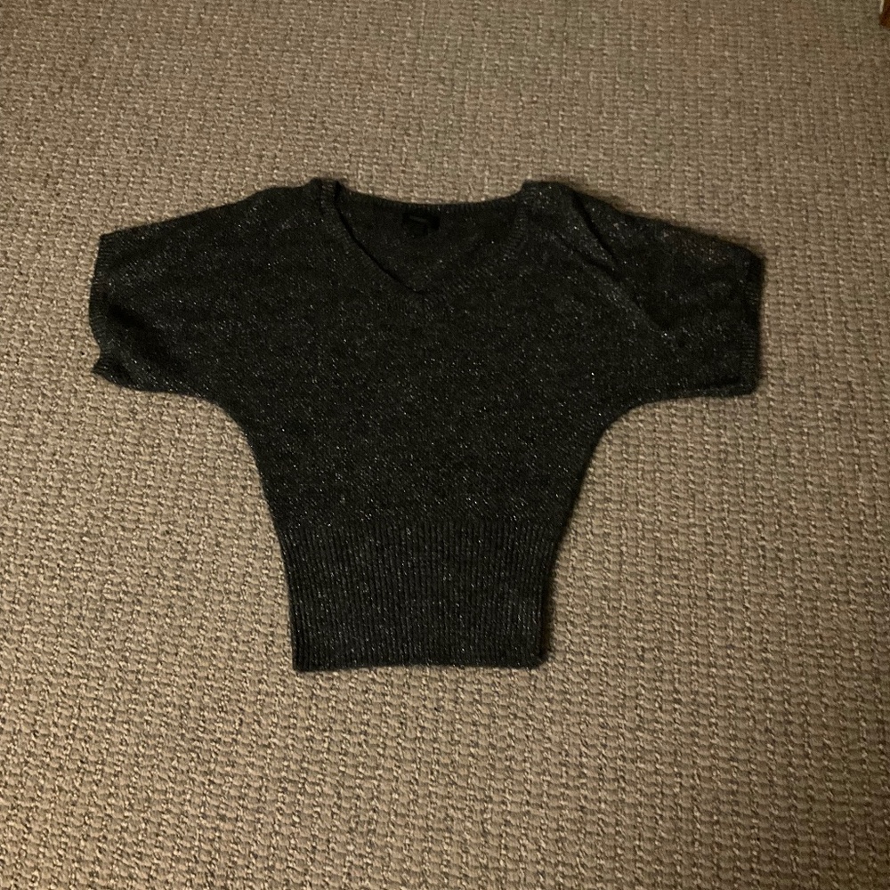 Black sparkly 3/4 sleeve sweater top